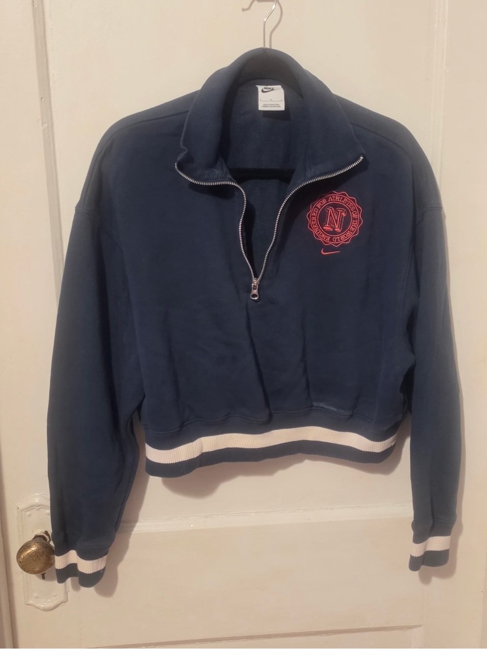 Nike Navy Half-Zip Sweatshirt with Red Crest